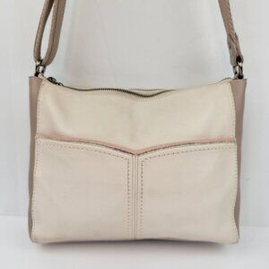 The Sak Leather Crossbody Bag With Adjustable Strap & Zip Closure Stone & Blush